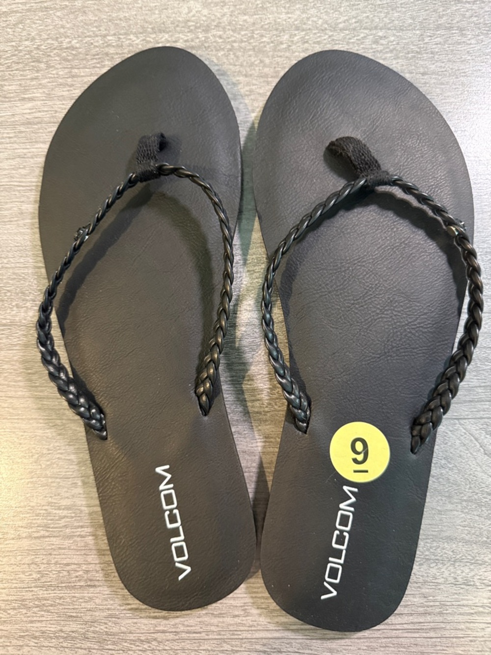 Volcom Women's Black Braided-Strap Flip Flops